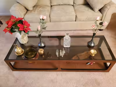 For sale is a used but in good condition glass top Coffee Table Coffee Table 61" Long X 21" Wide X 1...