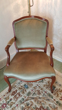 Antique Green Velvet Chair