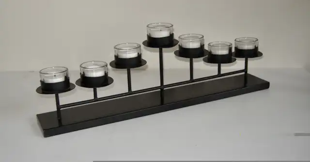 Sleek Minimalist Black Metal Candelabra w Glass Candle Inserts in Outdoor Lighting in City of Toronto - Image 5