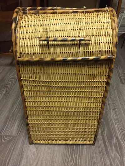 Vintage wicker laundry hamper., View more
