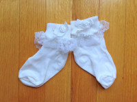 White Fancy Baby Socks, Wedding, Baptism, 6-12 months