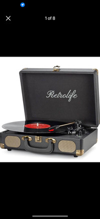Vinyl Record Player 3-Speed Bluetooth Suitcase Portable Belt-Dri