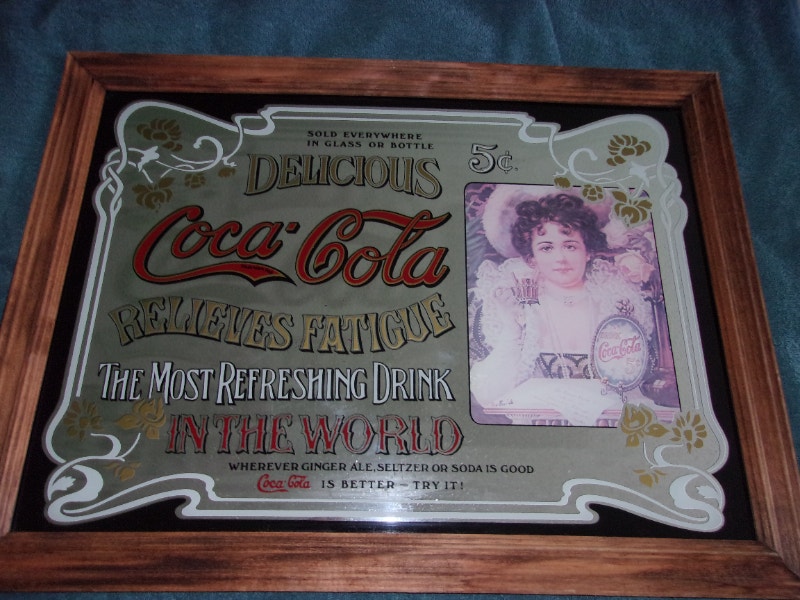 Coca Cola Original vintage 1970’s Store mirror, Large 2+ foot Arts