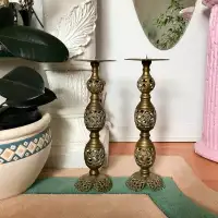 1970’s Brass Pillar Candle Holders - Price Firm