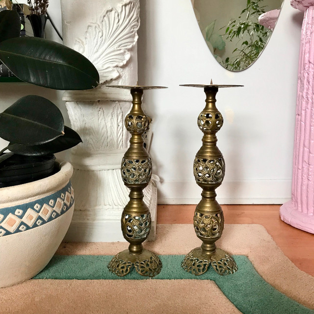1970’s Brass Pillar Candle Holders - Price Firm in Home Décor & Accents in St. John's