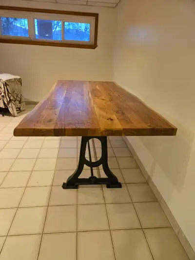 Corcoran Mobilier Custom Cut Solid Wood Table Singer W Cast Base, View more