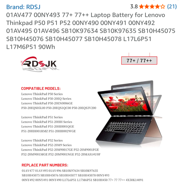 Original Rechargeable Battery for Lenovo laptop in Laptop Accessories in Oshawa / Durham Region - Image 5