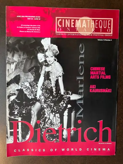 Cinematheque Ontario June 2003 Magazine.  Dietrich, Kaurismaki, View more