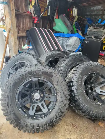 Good tires there is 5 of them the 5th one the spare has a screw in it but lots off life left the rim...