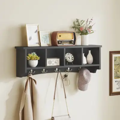 Coat Rack Wall Mount with Shelf, 28" Wall Coat Rack with 5 Hooks, View more