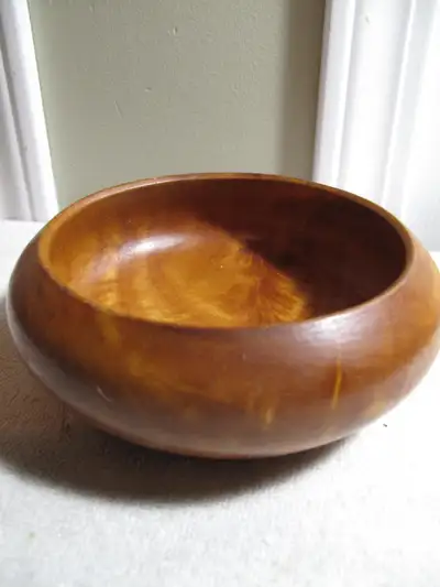 5 3/4" Diameter By 2" High Possibly Teak Snack Bowl, View more