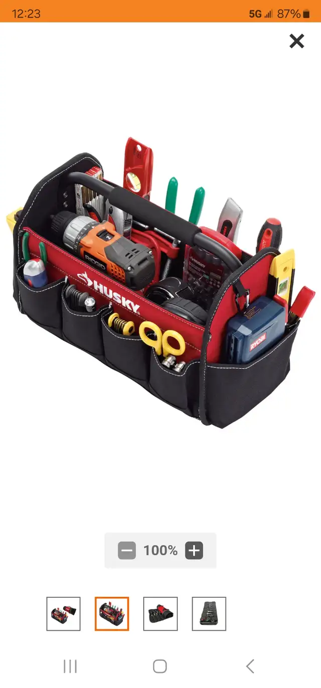 Husky 15" Long x 10" Tall x 8" Wide Open Tote Top Handle Toolbox in Tool Storage & Benches in Windsor Region - Image 2