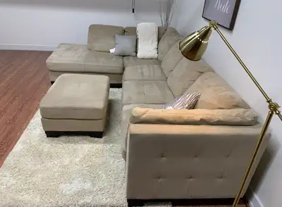 beige sectional with ottoman, View more