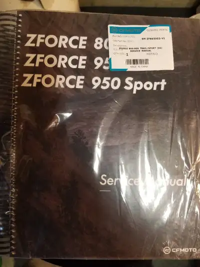Cfmoto 23 /24 gen2 service manual paper copy. Manual covers 23 / 24 Zforce 800 / 950 trail and 950 s...