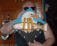 eagle head/talons & trout fish key rack home made.
