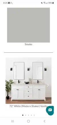 New 72" Hardwood bathroom vanity with quartz counter and sinks.