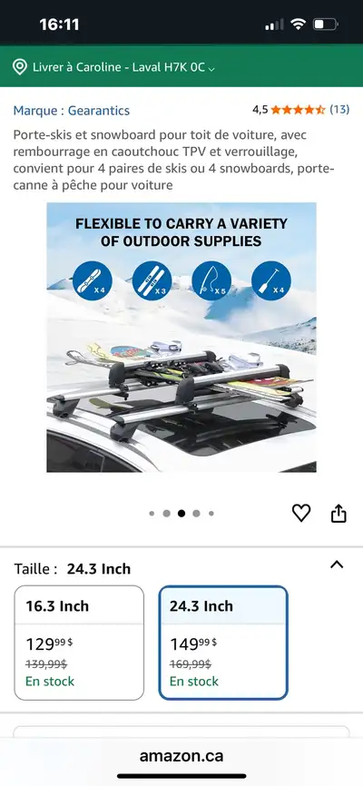 Rhino rack barres transversales et rack a ski et/ou planche, View more