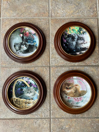 Set of 4 Cat plates by Nancy Mathews from the Bradford Exchange 