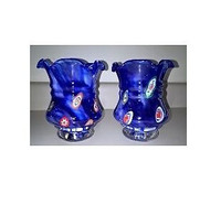 Cobalt Blue with Millefiori Small Vase / Candle Holders