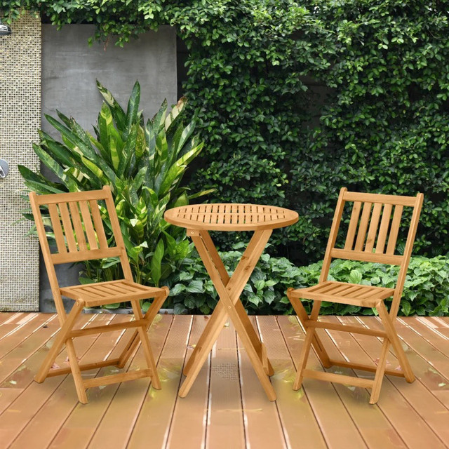  3 Piece Folding Patio Bistro Set Dining Table Set Table and 2 C in Patio & Garden Furniture in Markham / York Region