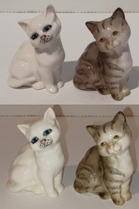 2x Porcelain Cats Beswick England Hand Painted Brown Tabby & Whi