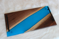 Gorgeous Blue Resin and Walnut Charcuterie Board