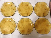 14 pcs Vintage Pasabahce Florentine amber glass side plates