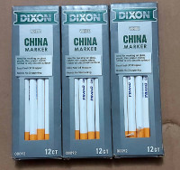 2 Units of Dixon Peel-Off China Marker Pencils, White. 12/pack
