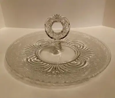 Vintage Art Deco Depression Glass Serving Tray, View more