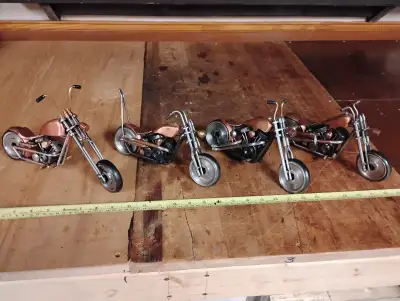 Scrap metal motorcycle collection. Custom Copper motorcycles. $75 each or $250 for all 4. Solid Copp...