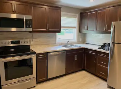 Two bedroom, one bathroom house 1950 plus utilities Electric heat (ETS heaters) Parking for 2 vehicl...