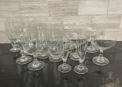 Czechoslovakian Crystal Stemware Set – 15 Pieces – Vintage, View more