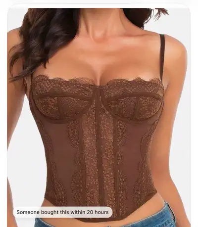 Brown Lace Corset Bustier Top, View more