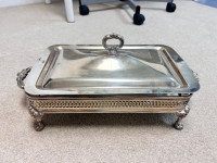 Rectangular Silver Plated Serving Dish with Lid
