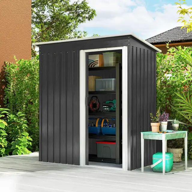 5 x 3 FT Outdoor Storage Shed with Sliding Door and Sloped Roof in Outdoor Tools & Storage in Markham / York Region - Image 2