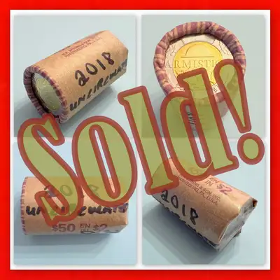 Canada 2018 Uncirculated Armistice Roll of 25 x $2 Toonies!, View more