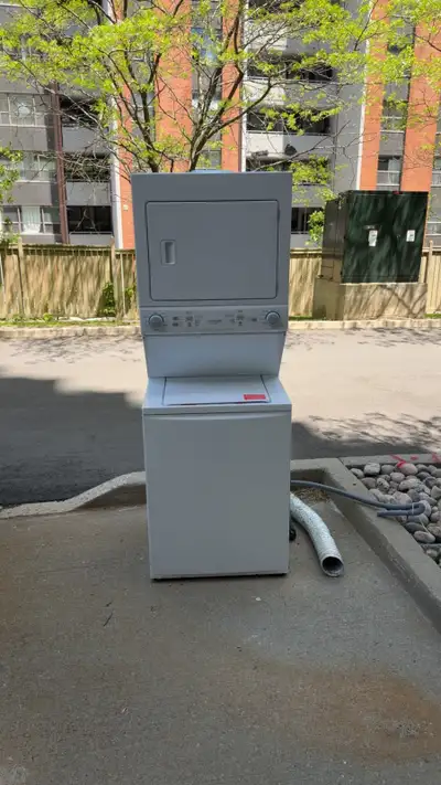 27” Washer dryer stacked Frigidaire 3 years old works excellent, View more