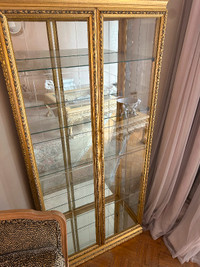 Curio Cabinet - Mirrored with Gold Detailing. Avail for Pickup