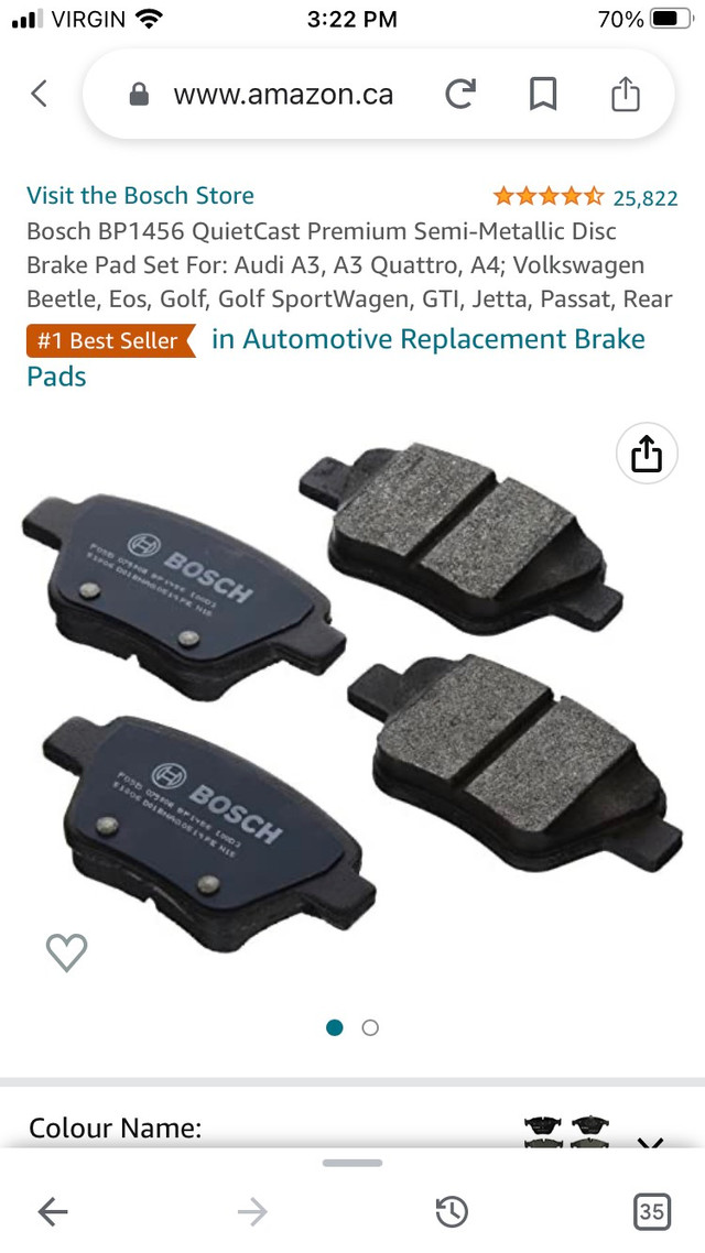 BOSCH QuietCast premium rear disc brake pads BP 1456 in Other Parts & Accessories in City of Halifax