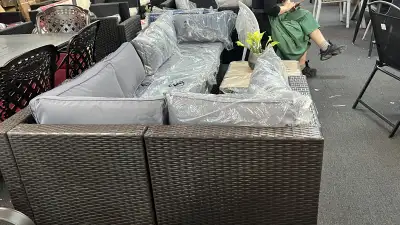 6pc rattan wicker patio set sectional, 3 corner seats, View more