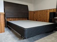 Sleigh Bed Style Headboard with Heavy Duty Frame and Box-Spring