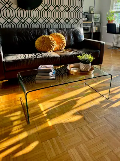 "Flow" 43.5" Glass Coffee Table, View more
