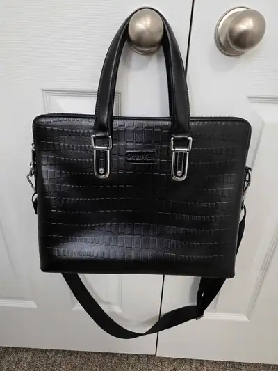 Black Vinyl Double Zippered Laptop Bag, View more