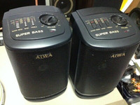 Made-in-Japan AIWA SC-A70 Super Bass Active Speakers-Bass Reflex