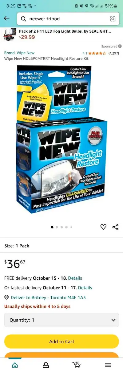 Wipe New HDL6PCMTRRT Headlight Restore Kit, View more