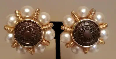PAIR OF FAUX PEARL CLIP-ON EARRINGS, View more