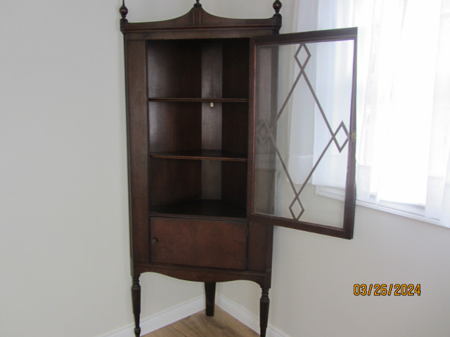 Antique walnut  corner display cabinet in Hutches & Display Cabinets in St. Catharines