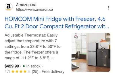 HOMCOM Double Door Mini Fridge with Freezer , View more