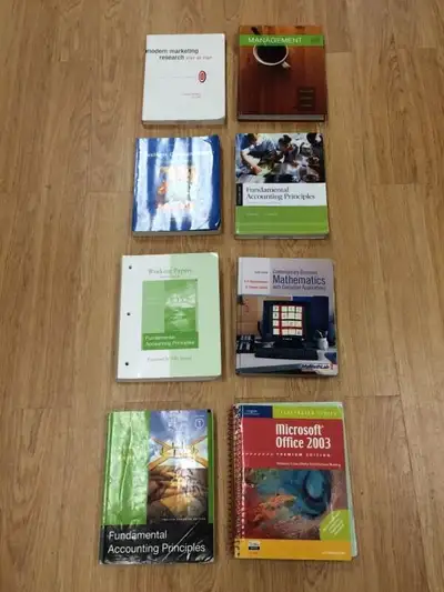 First year and second year business marketing text books., View more