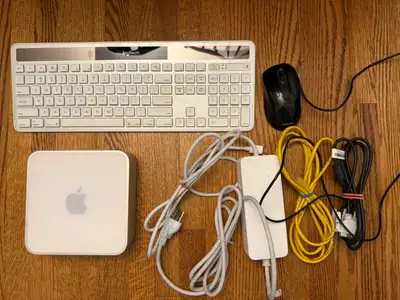MacMini 2007, power cable, apple mouse & Logitech Keyboard, View more